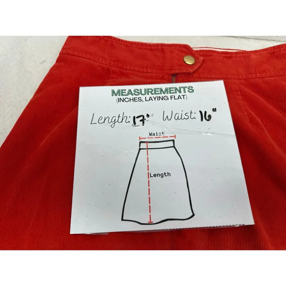 J. Crew Women's Corduroy Mini Skirt Red SZ 6 Preppy Casual